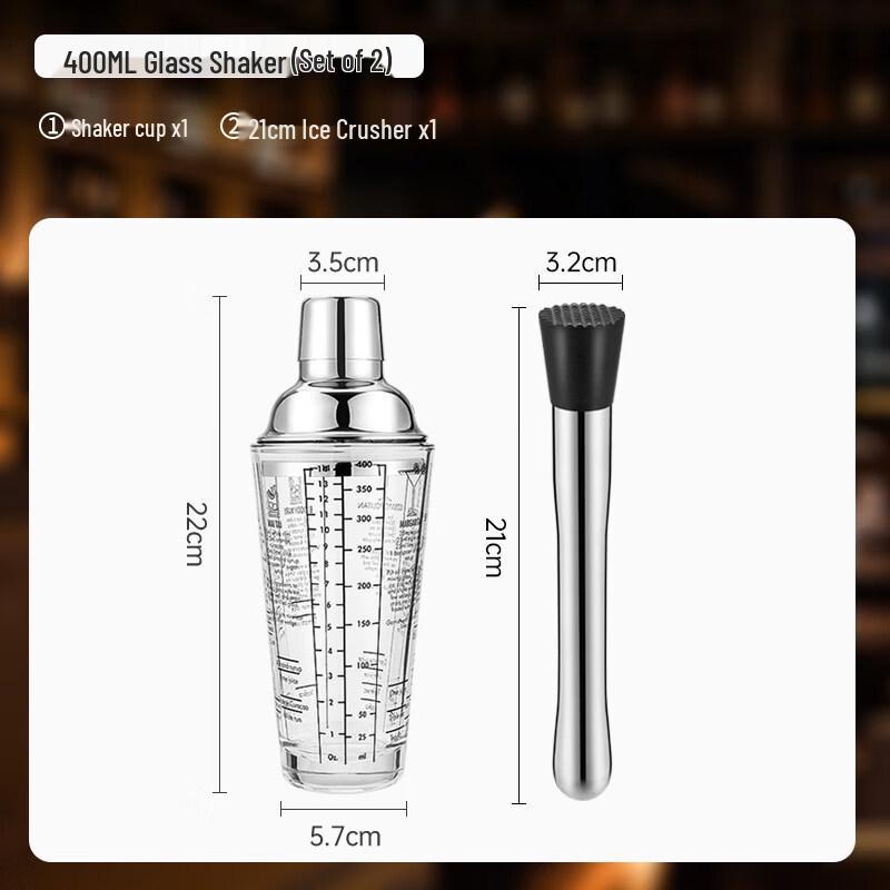 ZISIZ Glass Cocktail Shaker Set