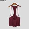 INCERUN Herren Langarm Ärmellos Enganliegend Bodysuits Einteiler Overalls Unterwäsche Playsuits