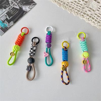 Cute Stylish Happy Heart Wrist Phone Lanyard Outdoor For iPhone Universal Case Nylon Rope Card Cord Clip Hanging Anti-lost Strap