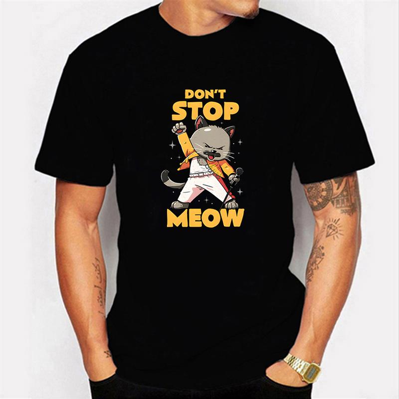 Lustiges Grafik-T-Shirt DON'T STOP MEOW Herren T-Shirt Druck Rap Rock Katze Kurze Ärmel Hip Hop Streetstyle Niedlich Cool Herren T-Shirts