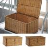 Großer Aufbewahrungskorb aus Rattan, gewebte Aufbewahrungsbox mit Deckel, stapelbarer Korb für Kleinigkeiten, Aufbewahrungsorganisator, Spielzeugbehälter, Organisation