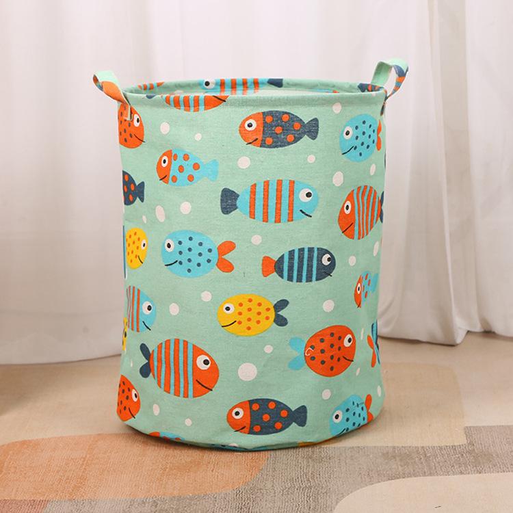 Printed Laundry Basket Portable Foldable Laundry Organiser Cotton & Linen Clothes Basket Children's Toys Dirty Laundry Basket