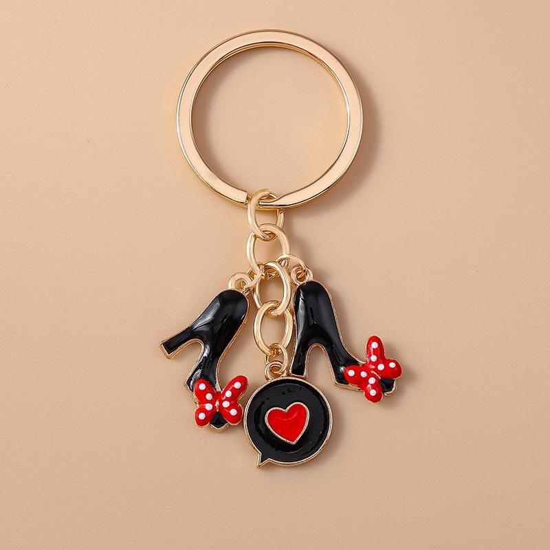 Aihua Elegant Brand Design Red Lips Highheels Perfume Lipsticks Keychains For Women Girls Handbag Pendant Keyrings Jewelry Gift