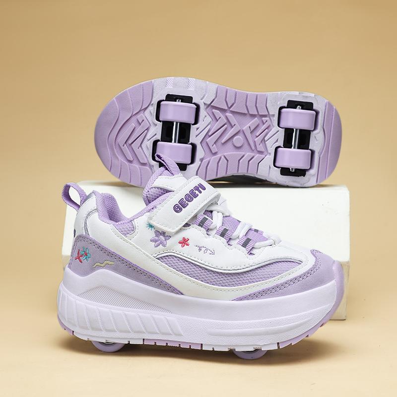 Boys/ Girls Deformed Shoes Four-wheel Dual-purpose Roller Skates Double Row Running Shoes Roller Skates Shoes with Wheels