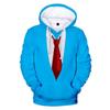 Lustiger Fake Suit Mode 3D Hoodies Smoking Fliege Print Lose Kapuzenpullover Cosplay Casual Pullover Streetwear Fake Suit