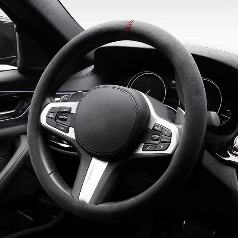 38cm Suede Steering Wheel Cover for Volkswagen VW Gol Golf ID.3/4/7 Passat Polo Tiguan T-Roc - Non-Slip Breathable Grip