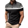Men's Casual Polo Shirt with Collar and Zipper T-shirt Top