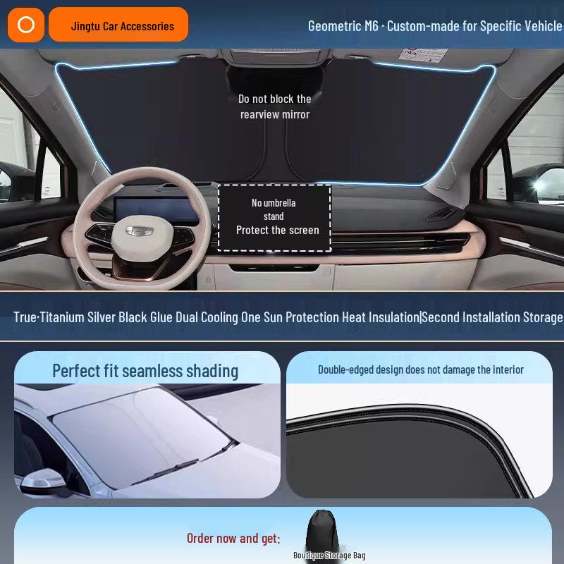 Geely Car Sunshade: Heat-Insulation Windshield Curtain for 25 Models, including Xingyue L, Xingyuan, Xingrui, Emgrand, Boyue L, and Panda MINI.