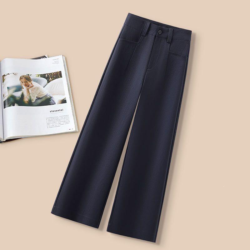 

Autumn 2026 Women s Coffee Slimming Wide-Leg Pants - Versatile Casual Suit Size 32 (Elastic Waist) for 135-145 lbs