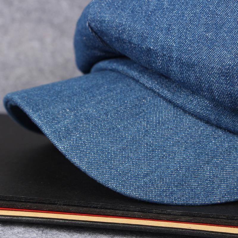 HT1618 Western Style Men Women Caps Hats Casual Solid Denim Flat Caps Painter Artist Octagonal Beret Caps Retro Berets