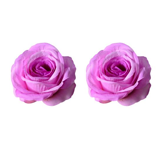 2 Pcs Realistic Artificial Rose Flower Heads Faux Silk No Stem Rose Heads