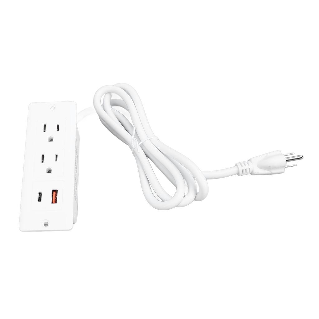 Recessed Power Strip 2 Outlets 1 USB C 1 USB A Ports Fast Charging Desk Outlet with 1.5m Cord for