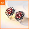 925 Sterling Silver Earrings For Women Trendy Geometric Red Zircon Earring Jewelry Prevent Allergy Party Gift Accessories