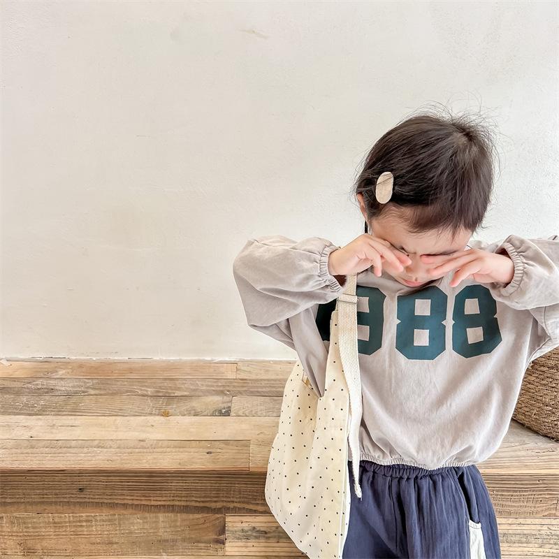 Kids Korean Style Solid Color Long Sleeve Crew Neck Sweatshirt Base Layer Top
