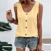 U Neck Summer Women Hollow Out Tank Tops Sweet Solid Color Sleeveless Blouse Fashion Elegant Buttons Shirts Large Size Office Simple Casual Clothing