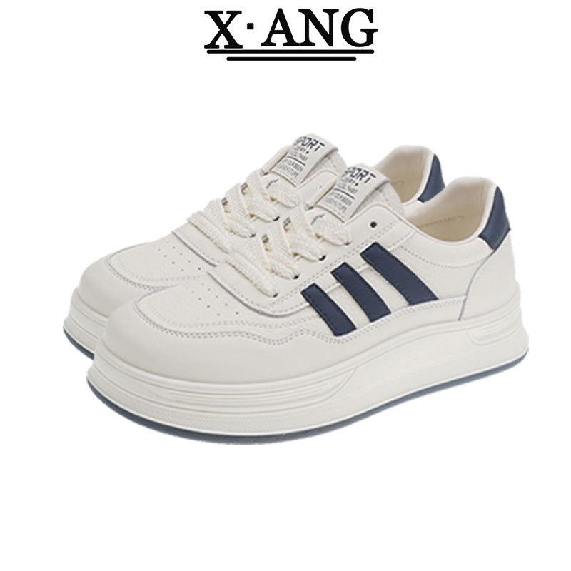 Leather platform white shoes spring new versatile soft sole not tired feet women's shoes casual sports shoes board shoes