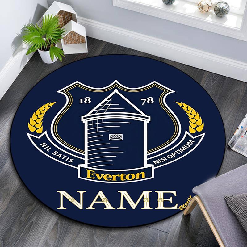 Custom Name,Everton FC pattern round rug,Carpet Rug for Living Room Bedroom Playroom ,Non-slip Floor Mat,Holiday Gifts and Birthday Gifts.