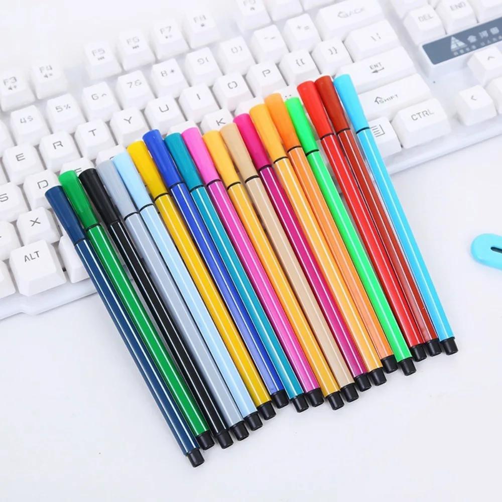 12//24 Pcs Washable Colored Pen Painting Marker Artist Drawing Set Student Art Supplies Highlight Water Color Pens Stationery