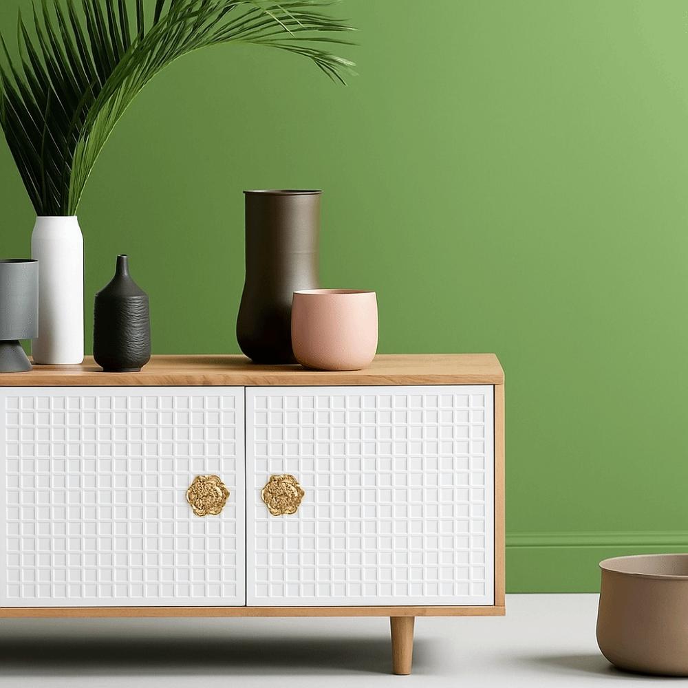 Flowers and Plants Brass Cabinet Pull Camellia Flower Floral Shaped Knobs Room Furniture