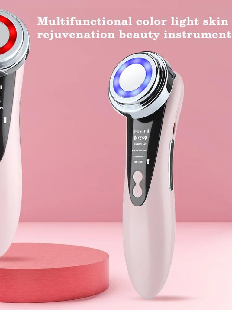 5-In-1 Facial Massager: LED Light Therapy, Eye Care, Skin Smoothing, USB Rechargeable