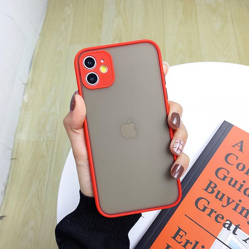 Simple Matte Contrasting Frame Skin Feeling Case 12 Mobile Phone Case 11Pro/Max/XR Silicone/8plus Women's Anti-drop