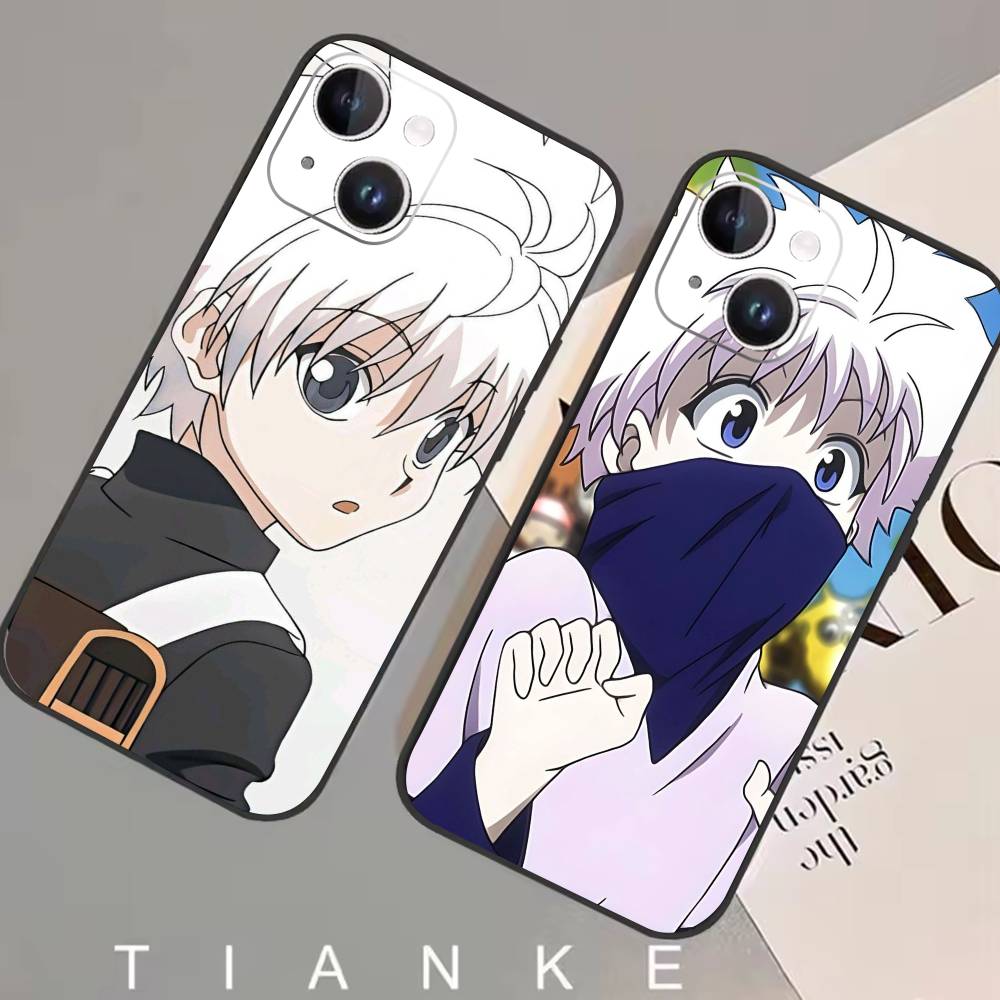 D-Killua Zoldyck H-Hunter X Hunter Phone Case For iPhone 17 16 15 14 13 12 Max Plus Silicone Black Cover