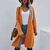 Women's Solid Color Knitted Long-Sleeved Temperament Fashion Sweater Cardigan Coat