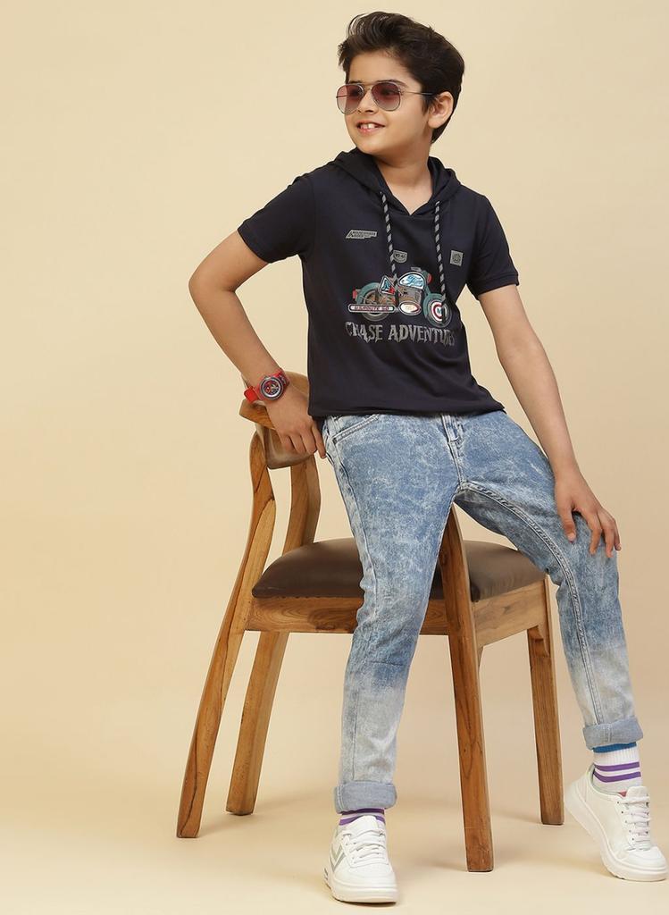 MONTE CARLO Boy Regular Fit Navy Blue Tshirt