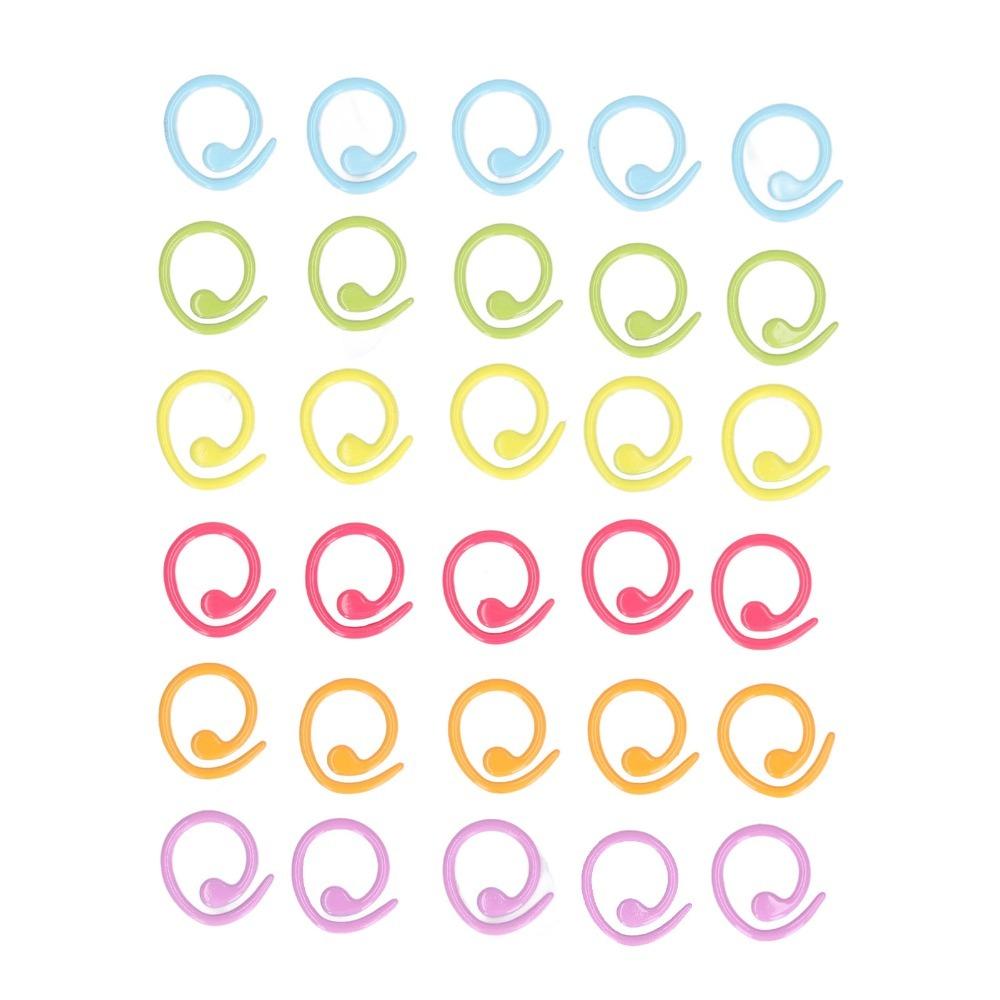 

30pcs Random Colors Knitting Stitch Rings Helical-Shaped Crochet Markers Locking Markers Knitting