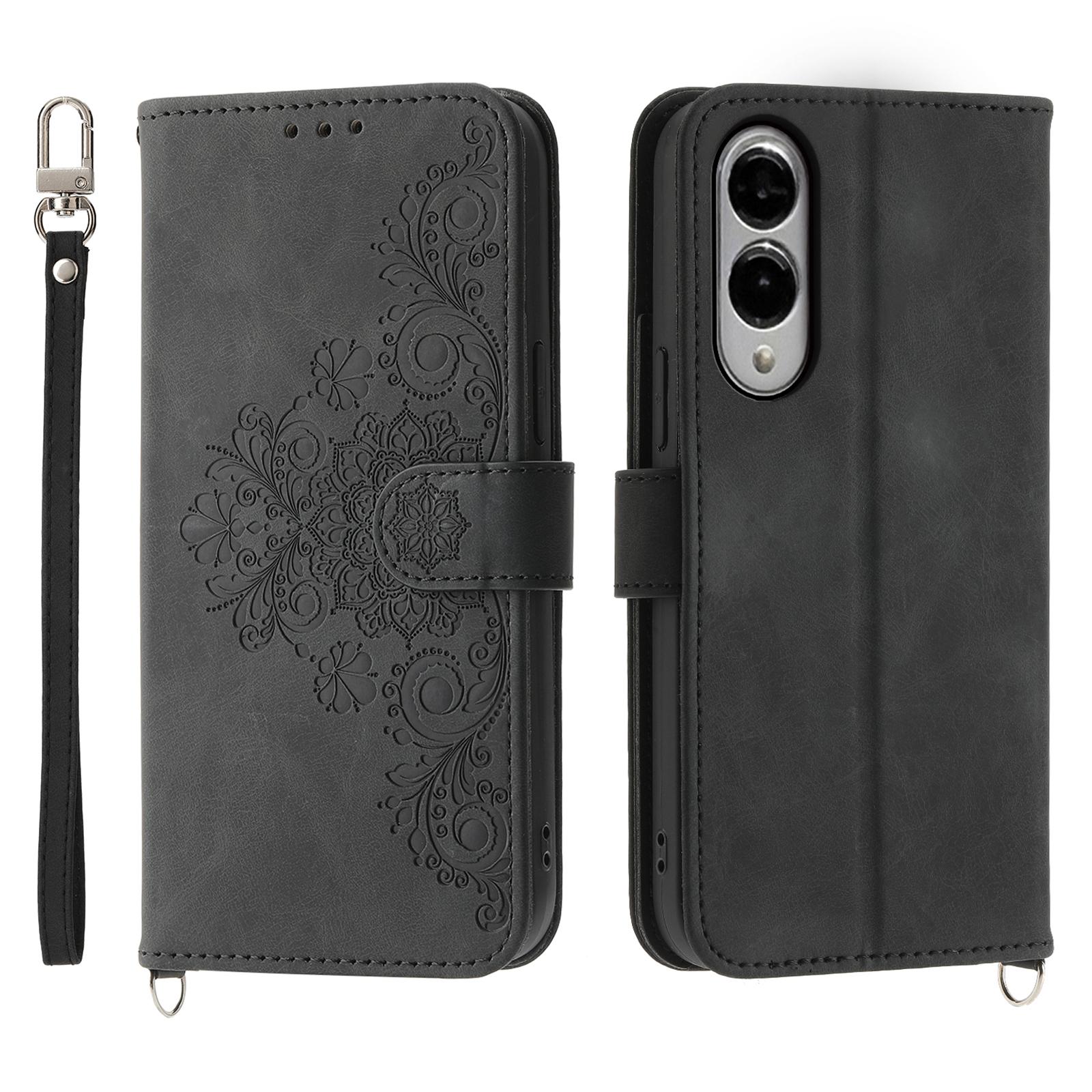 

Для Samsung Galaxy S25 Чохол-книжка з квітковим візерунком зі штучної шкіри, гаманець, чохол для телефону зі шнурком E