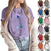 Women's Fashion Casual Printed Round Neck Short Sleeved Pullover T-Shirt Top