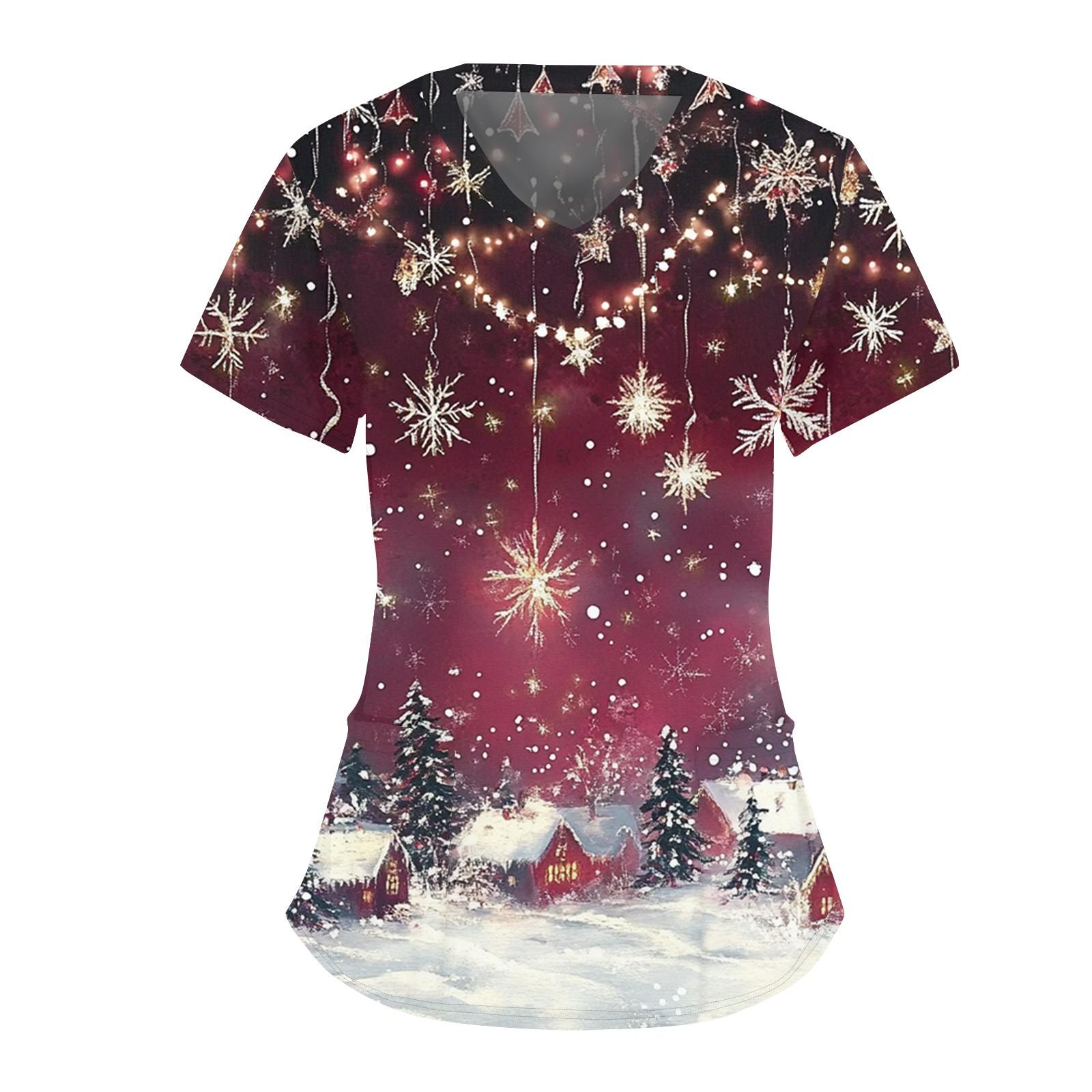 

Женский модный комбинезон с V-образным вырезом, короткими рукавами и карманами 2025 года с рождественским принтом S фиолетовый