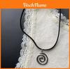 Geometric Stainless Steel Pendant Necklace With Vintage Handwoven Leather Cord For Party Wear