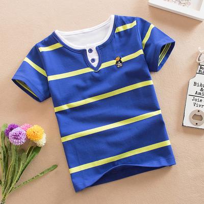 Children's Short-sleeved T-shirt Boys' Striped T-shirt Girls' Clothing Korean Style Round Neck Striped Bottoming Shirt Summer Short-sleeved T-shirt
