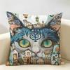 Funny Animal Vintage Portrait Cushion Cover Natural Linen Organic Fabric DoubleSided Printing Room Sofa Decor Pillow Case
