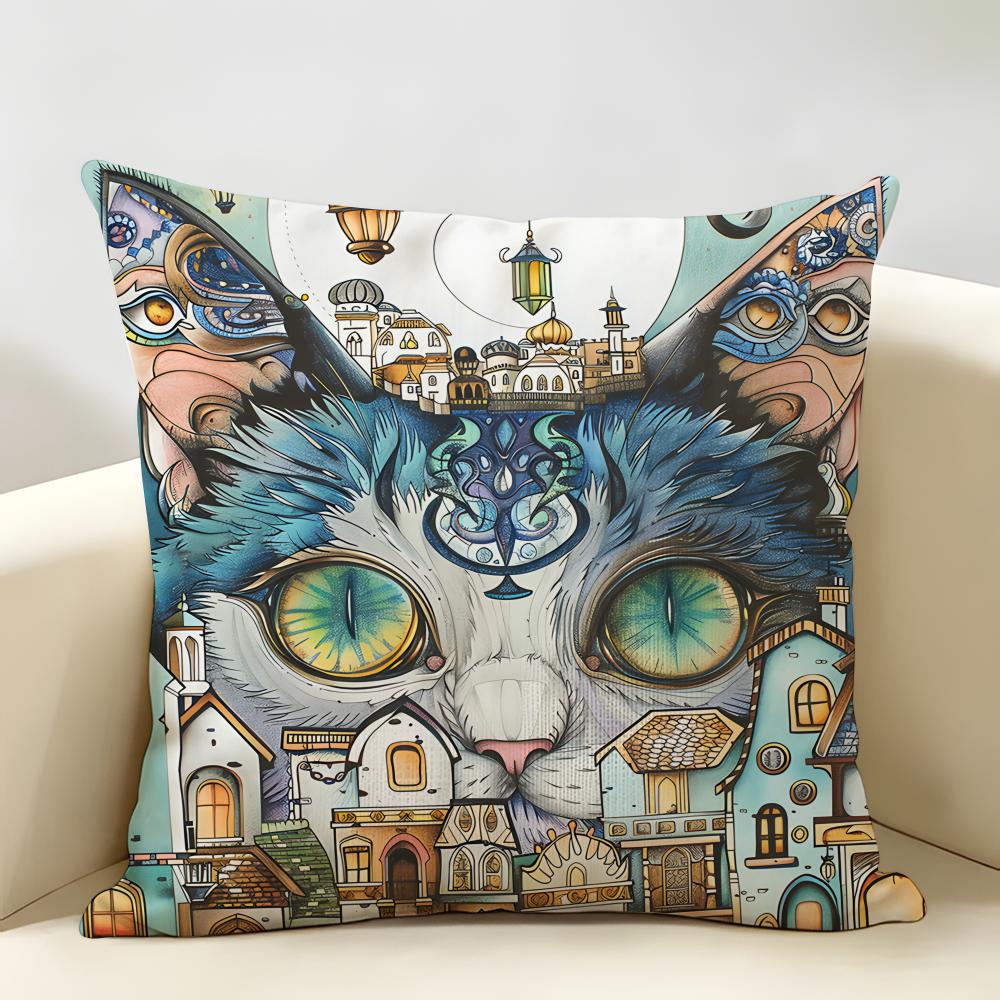 Funny Animal Vintage Portrait Cushion Cover Natural Linen Organic Fabric DoubleSided Printing Room Sofa Decor Pillow Case