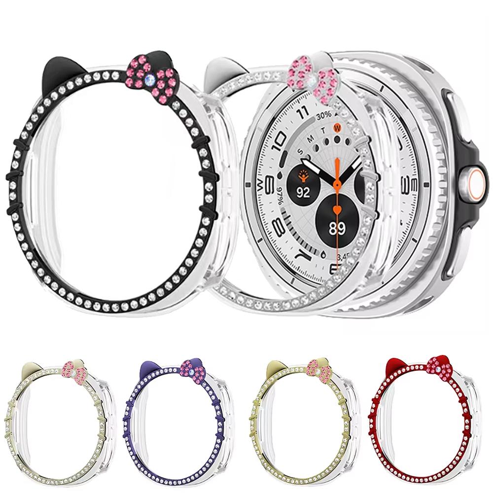 Cute KITTY CAT Case for Samsung Galaxy Watch 8 40mm 44mm Diamond Protector Smartwatch Accessories for Women Samsung Watch8 Cover
