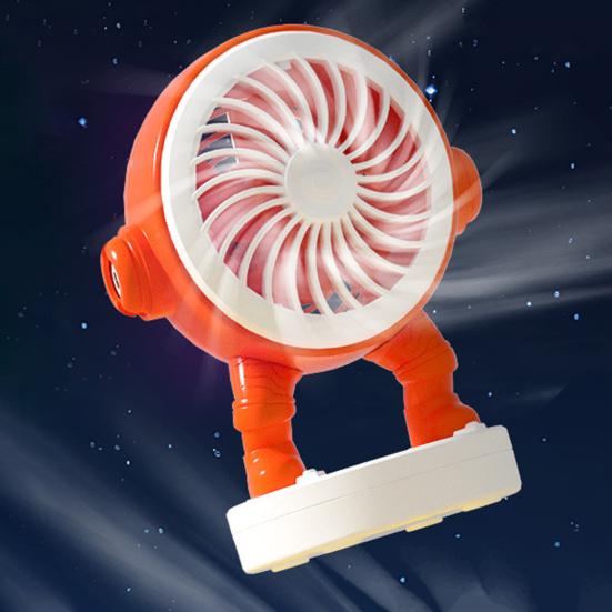 Astronaut Desk Fan 500mAh USB Rechargeable Summer Cooling Fan Quiet Portable Office Bedroom