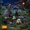 Retro Desktop Spooky Decor Halloween Miniature Resin Ornaments, Micro Landscape Decor, Horror Moss Accessories Scene for Fish Tank Aquarium