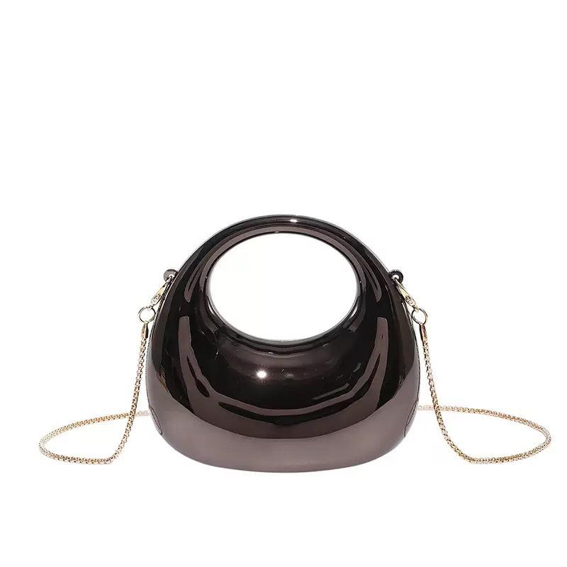 2025 Spring/Summer European & American High-End Crescent Acrylic Bag with Gold/Silver Accents - Handbag & Evening Bag
