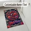 Dragon Phoenix Theme Crystal Velvet Rug Personalized Custom Name Text Soft Floor Mat Home Decor