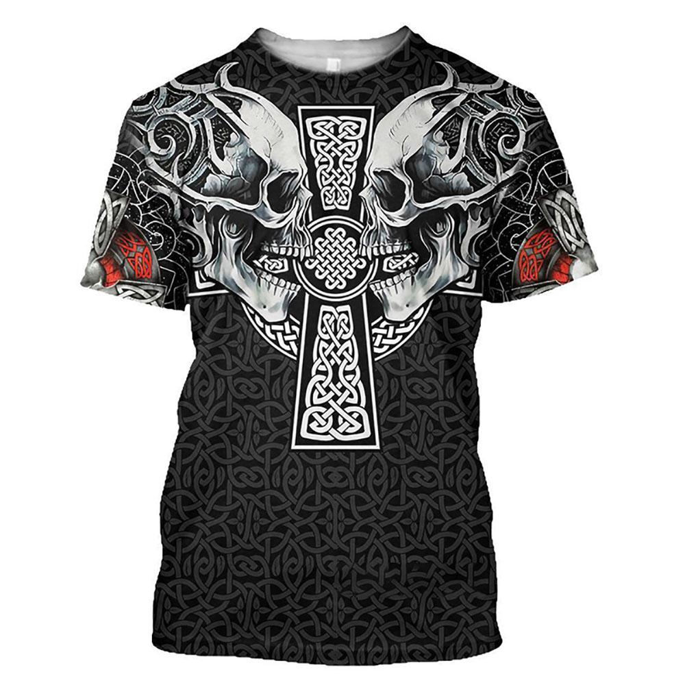 3D Skull Pattern Men's T Shirt Hip Hop Punk Harajuku Streetwear Casual O-neck Short Sleeve Funny Print Tees Fashion Loose Tops