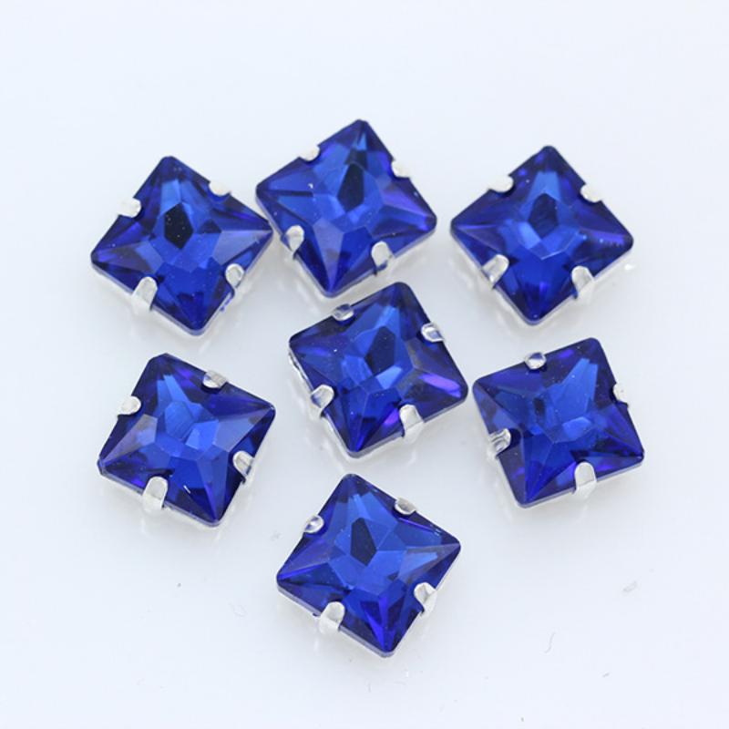 Strassuri Pătrate din Sticlă de Cristal cu Gheare Argintii, Artizanat Cusut pe Piatră, Accesorii Vestimentare, Rochie de Mireasă, Pantofi, Geantă, Garnitură DIY