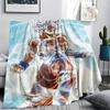Cartoon Goku Pattern Flannel Blanket, High Quality Comfortable for All Seasons, Home Decor, Warmth and Comfort, Perfect for Gifts.