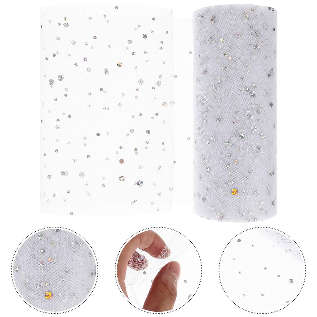 1 Roll Glitter Tulle Roll Premium Gauze Fabric Spool for DIY Tulle Ribbon Gift Wrapping Wedding Party Decoration Craft Making