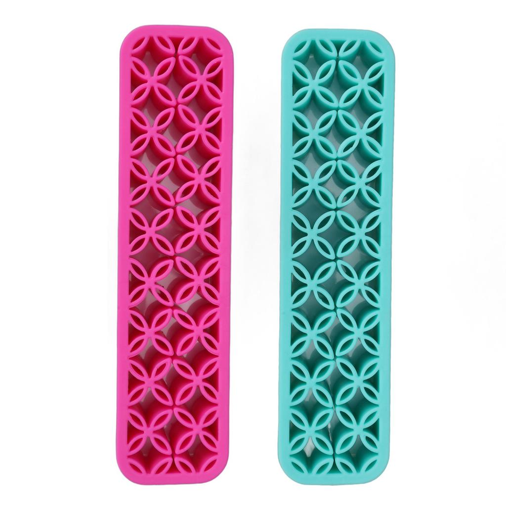 2pcs Makeup Brush Holder Multi Holes Washable Detachable Brushes Storage Stand for Pen Eyeliner Green Pink
