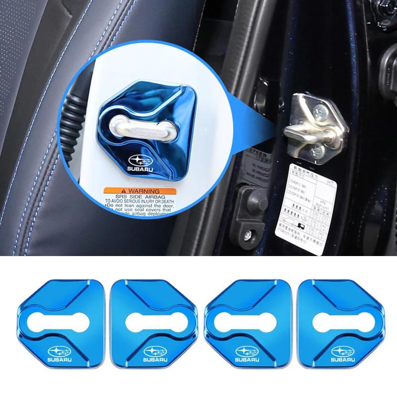 4PCS Car Door Lock Cover Stainless Steel Protection Accessories For Subaru STI Forester Impreza Legacy Outback XV BRZ WRX