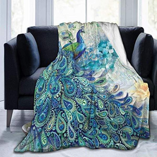 

Peacock Print Flannel Blanket Super Soft Comfortable Warm Blanket Lightweight Blanket 70x100cm