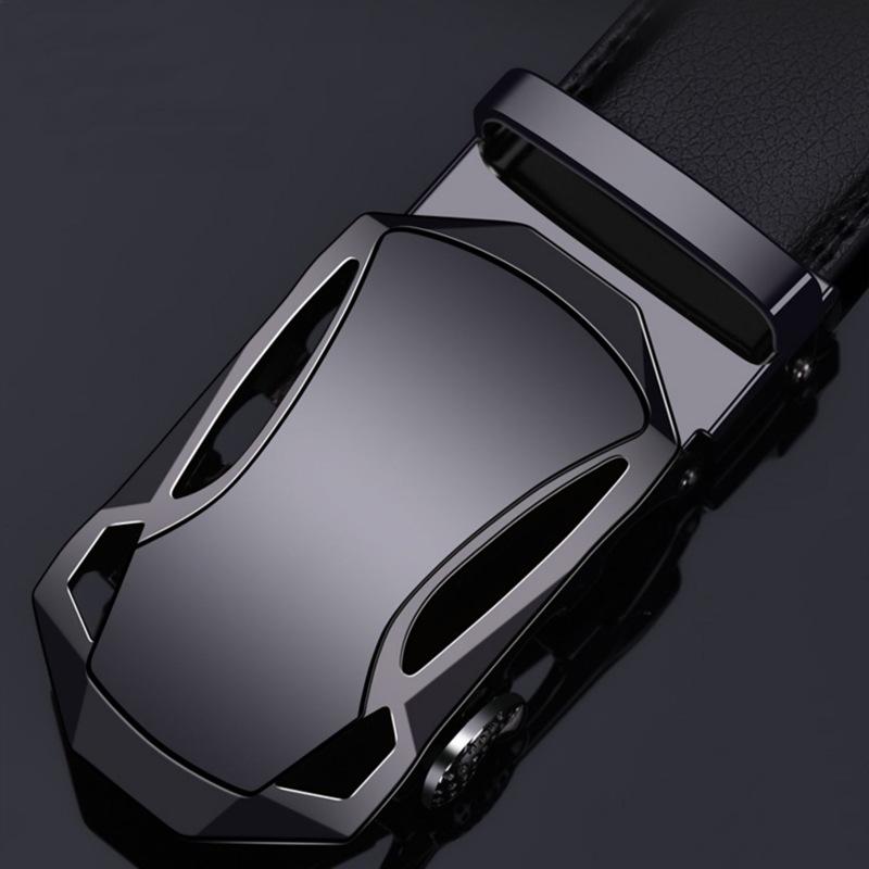 Men's Genuine Leather Belt Automatic Buckle Black Belt Cowhide Casual Business Simple Belt Men