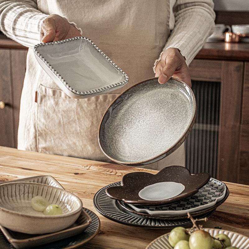 One Thing Multi-Purpose Japanese Bone Saucer Ceramic Household Plate Dried Fruit Snack Plate Vegetable Plate Dining Table Garbage Plate Tableware Smal